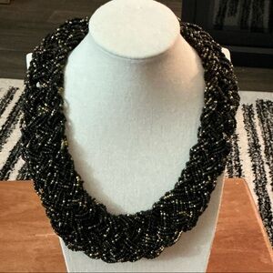 Elegant Black and Gold Beaded Necklace ~Used Condition